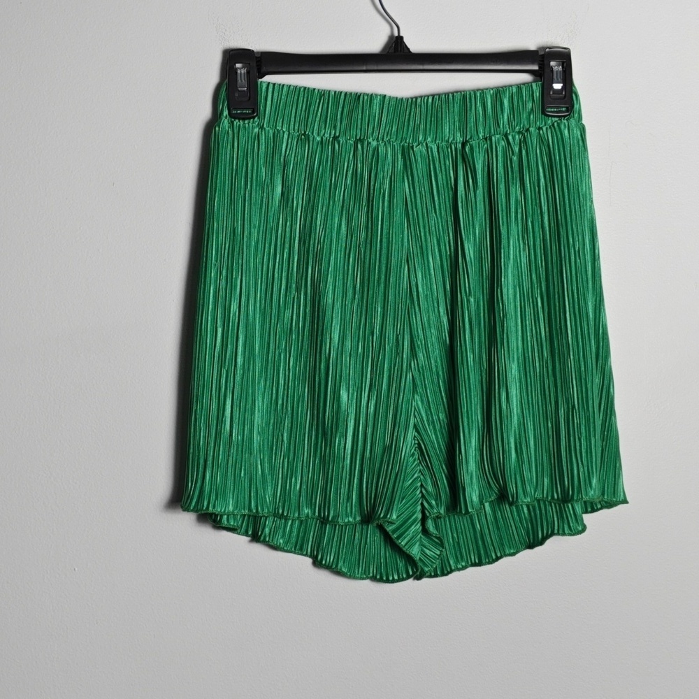 Oversized 2piece Pleated Long Sleeve Button Blouse Top Wide Leg Short Set Size S - Picture 12 of 16